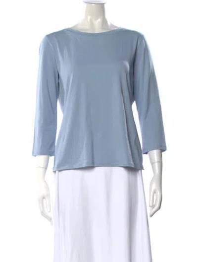 Pre-owned Weekend Max Mara Crew Neck Three-quarter Sleeve Top In Blue
