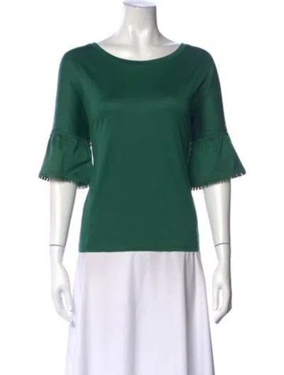 Pre-owned Weekend Max Mara Crew Neck Three-quarter Sleeve Top In Green