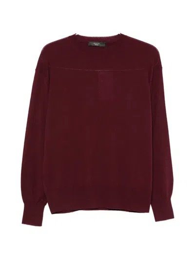 Weekend Max Mara Crew-neck Ribbed-trim Sweater In Red