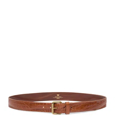 Weekend Max Mara Croc-embossed Leather Belt In Brown