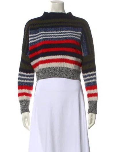Pre-owned Weekend Max Mara Crochet Striped Sweater In Red
