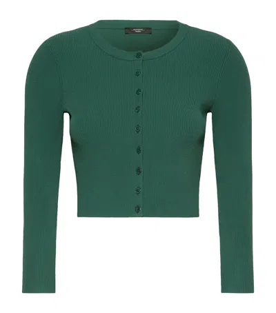 Weekend Max Mara Cropped 3/4 Sleeve Cardigan In Green