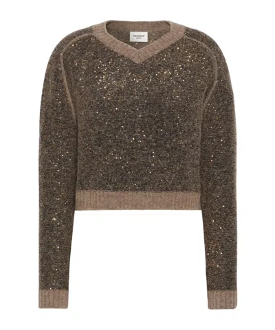 Weekend Max Mara Cropped Alpaca-blend Sweater In Brown