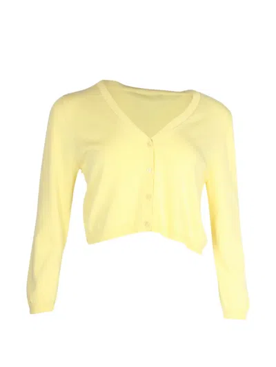 Pre-owned Weekend Max Mara Cropped Button-front Cardigan In Yellow