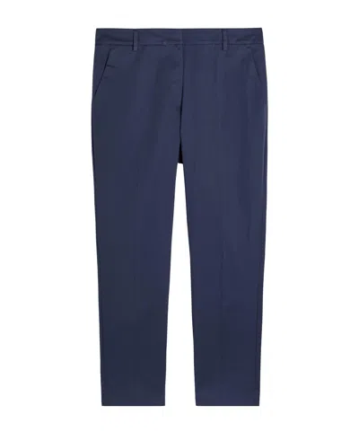 Weekend Max Mara Cropped Cotton Slim-fit Trousers In Blue