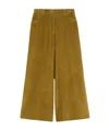 Weekend Max Mara Weekend Maxmara Cropped Cotton Velvet Trousers Olive In Green