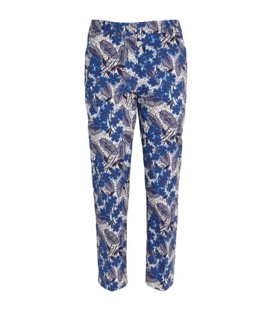 Weekend Max Mara Cropped Floral Ravello Trousers In Cornflower Blue