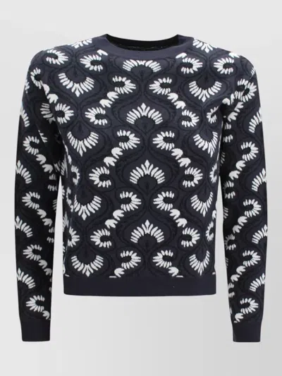 Weekend Max Mara Cropped Knit Top Long Sleeves Print In Black