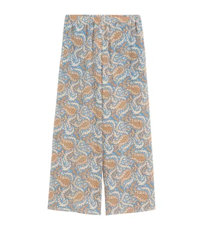 Weekend Max Mara Cropped Printed Trousers In Blue