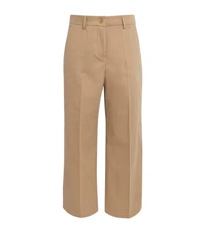 Weekend Max Mara Cropped Wide-leg Trousers In Brown