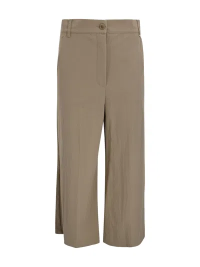 Weekend Max Mara Cropped Wide-leg Trousers With Pressed Crease In Brown