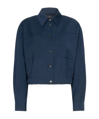 Weekend Max Mara Cropped Wool Jacket In Blue
