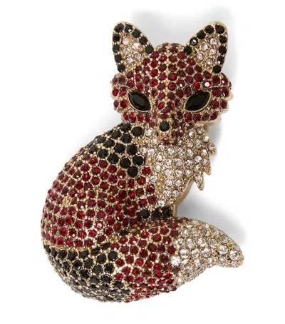 Weekend Max Mara Crystal Fox Brooch In Brown