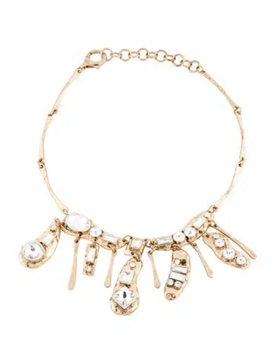 Pre-owned Weekend Max Mara Crystal Hammered Collar Necklace, 20" In Multicolor