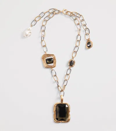 Weekend Max Mara Crystal Pendant Necklace In Gold