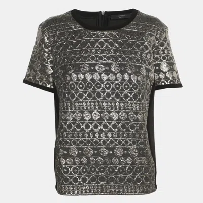 Pre-owned Weekend Max Mara Dark Grey/gold Jersey And Lurex Fabric Tops M In Gray