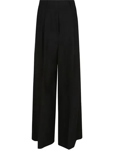 Weekend Max Mara Dart-detailing Wide-leg Trousers In Black
