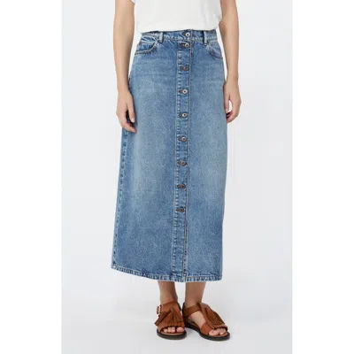 Weekend Max Mara Dasti Button Front Denim Midi Skirt In Blue