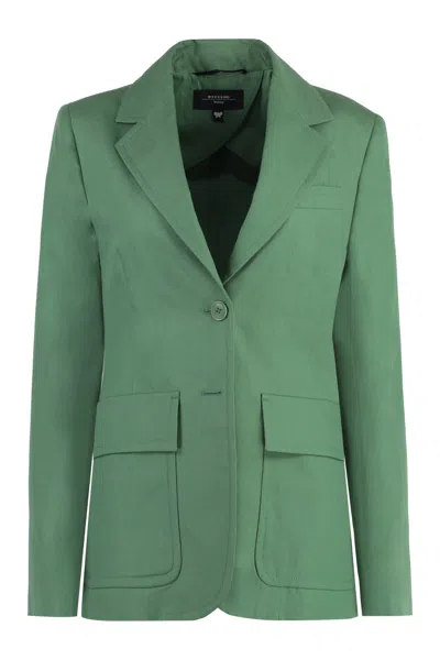 WEEKEND MAX MARA DATTERO COTTON-LINEN BLEND JACKET