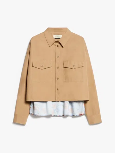 Weekend Max Mara Decano - Printed Cotton Twill Shirt In Nude