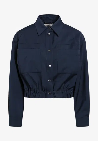 Weekend Max Mara Decano Boxy Cropped Jacket In Blue