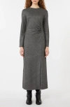 Weekend Max Mara Decano Ruched Side-slit Jersey Midi Dress In Gray