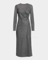 Weekend Max Mara Decano Ruched Side-slit Jersey Midi Dress In Gray