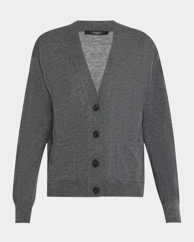 Weekend Max Mara Decano V-neck Wool Cashmere Cardigan In Medium Grey