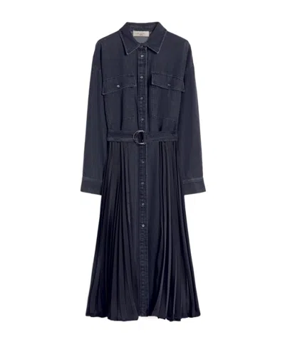 Weekend Max Mara Denim And Satin Shirt Dress In Blue