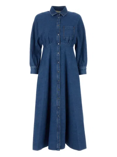 Weekend Max Mara Denim Button-down Shirt Dress In Blue