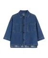Weekend Max Mara Enza Boxy Denim Button-up Shirt In Blue