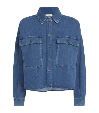 Weekend Max Mara Denim Cropped Shirt In Navy