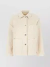Weekend Max Mara Denim Jacket With Collar And Front Pockets In Neutral