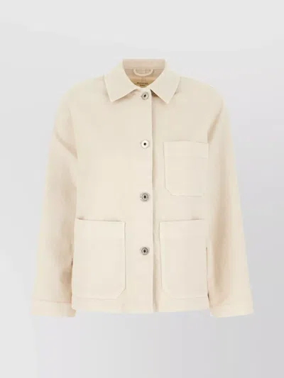 Weekend Max Mara Denim Jacket With Collar And Front Pockets In Neutral