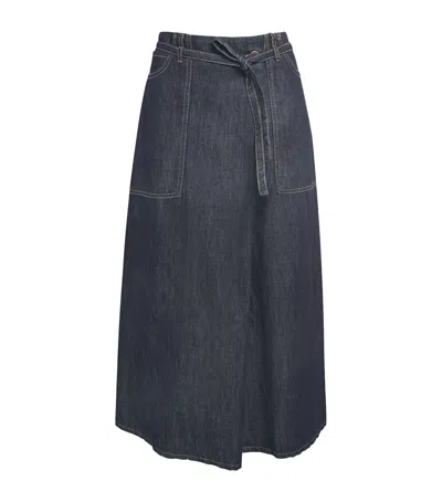 Weekend Max Mara Denim Midi Skirt In Navy
