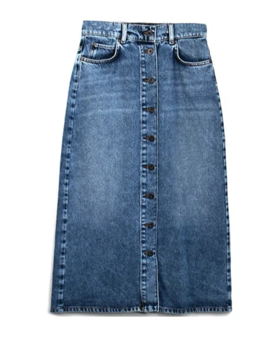 Weekend Max Mara Denim Midi Skirt With Belt Loops In Blue