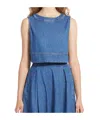 Weekend Max Mara Magia Sleeveless Denim Top In Blue