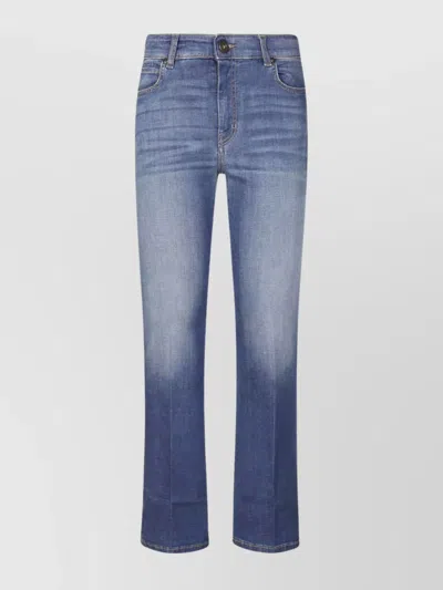 Weekend Max Mara Denim Trousers With Faded Effect In Blue