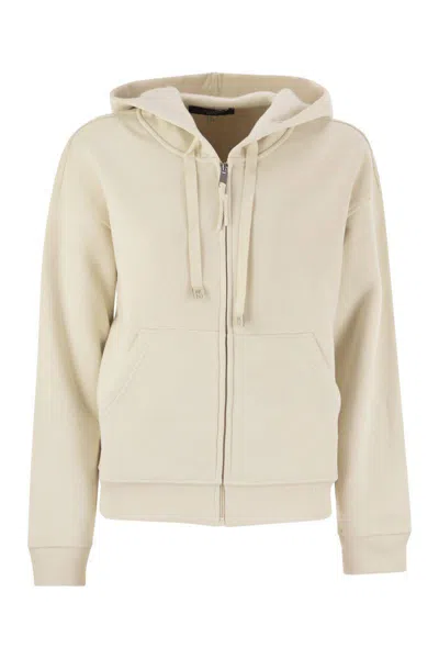 Weekend Max Mara Dog - Cotton Zipped Sweatshirt In Sand