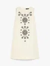 Weekend Max Mara Omens Donald Floral-embroidered Cotton-blend Mini Dress Ivory