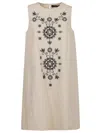 Weekend Max Mara Omens Donald Floral-embroidered Cotton-blend Mini Dress Ivory In Ivory