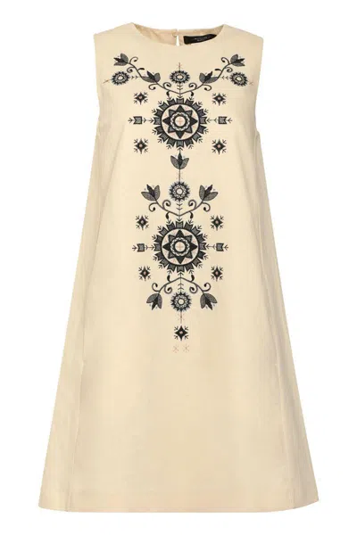 Weekend Max Mara Donald Linen-cotton Blend Dress In Neutral