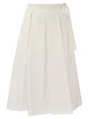 Weekend Max Mara Folk Cotton Poplin Midi Skirt In White
