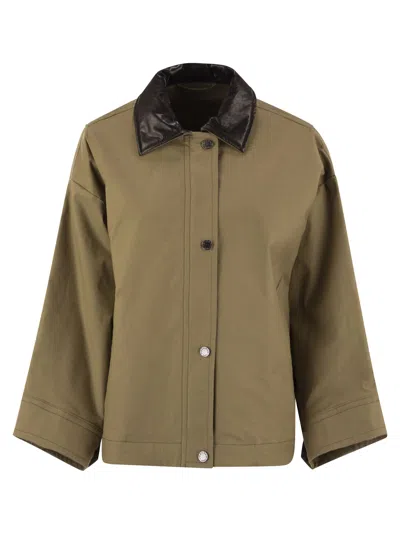 Weekend Max Mara Dorema Water Repellent Cotton Jacket In Green