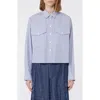 Weekend Max Mara Doria Stripe Colorblock Button-up Shirt In Blue