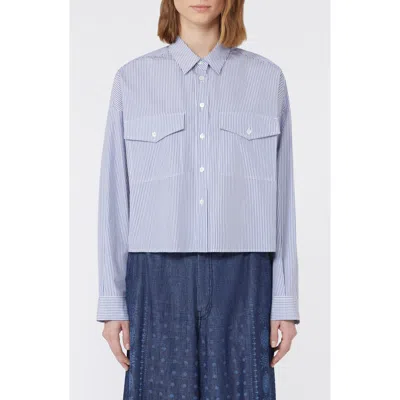 Weekend Max Mara Doria Stripe Colorblock Button-up Shirt In Blue