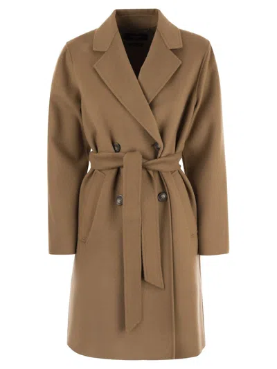 Weekend Max Mara Double-breasted Belted Coat In Brown