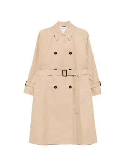 Weekend Max Mara Double-breasted Belted Coat In Neutral