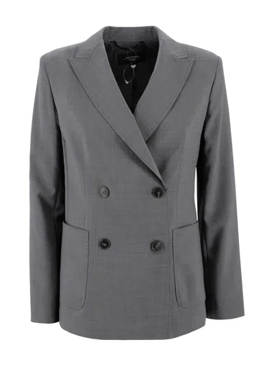Weekend Max Mara Double-breasted Blazer In Gray
