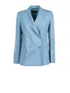Weekend Max Mara Double-breasted Blazer In Stretch Wool Canvas In Blue
